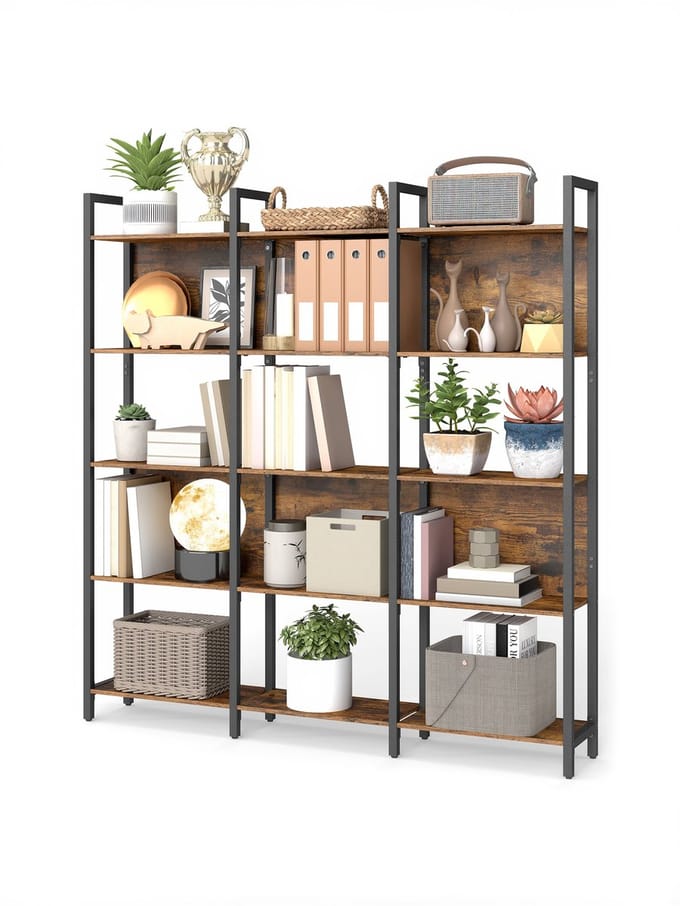 VASAGLE - Boekenkast - Met 5 Open Planken - Stabiel Stalen Frame - Industrieel Design