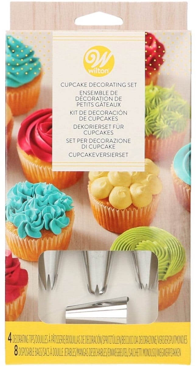 Wilton Cupcake Decoratie Set - 4 Spuitmondjes - 8 Spuitzakken - Taartdecoratie