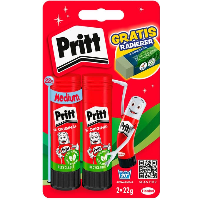 Pritt Lijmstiften  2x 22 g, plus gum