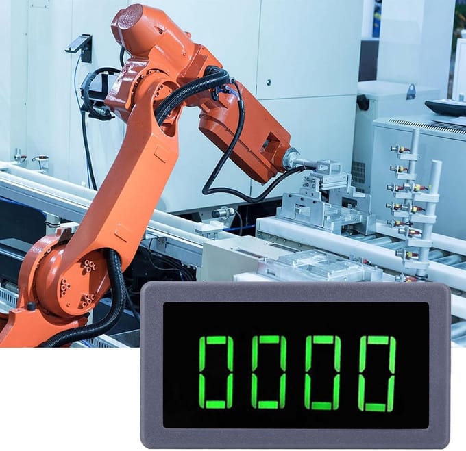Digitale Toerenteller met Groene LED Display (10-9999 RPM) en NPN Hall Sensor