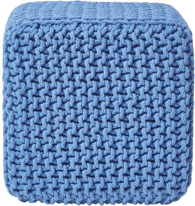 Homescapes Gebreide zitkubus 100% katoen, blauw
