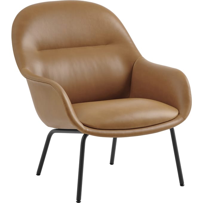 Muuto Fiber Lounge fauteuil Tube - leer cognac