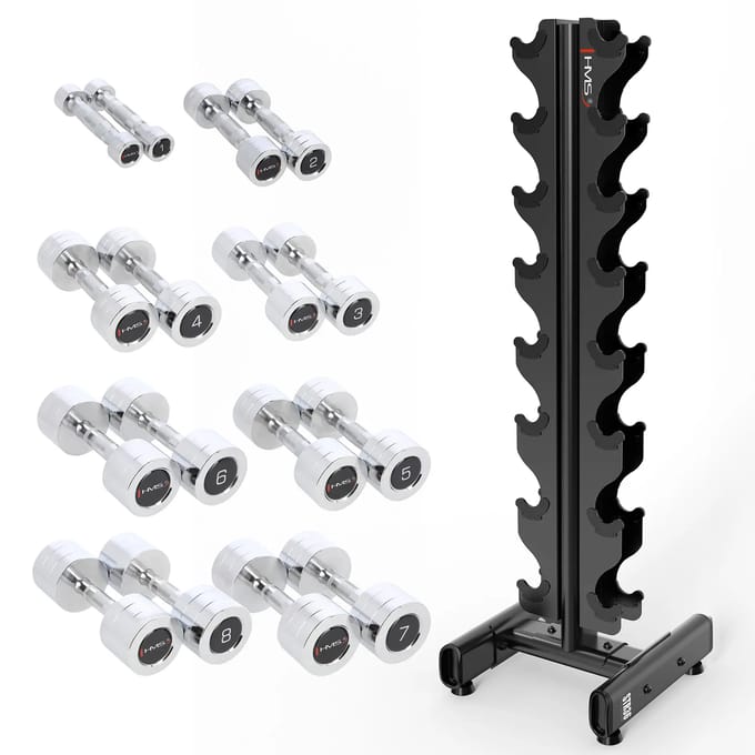 HMS CHD Serie - Halterset - 1-8 kg - Verchroomd Staal - STR36 Standaard