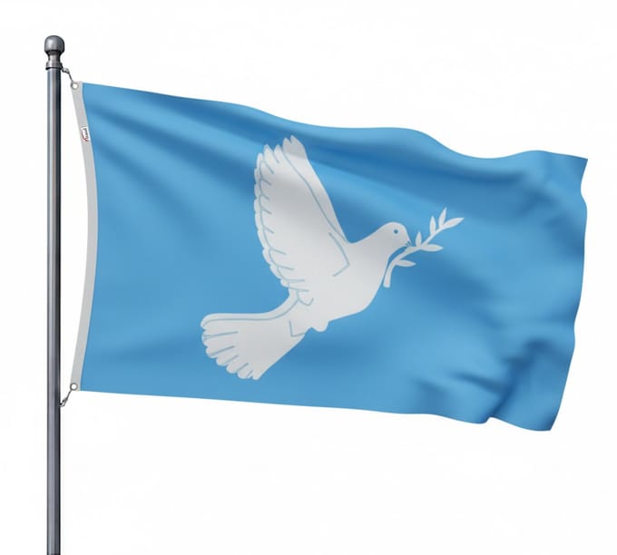 Trasal - vredesvlag met duif - vlag vrede - peace flag 150x90cm