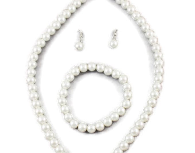 Petra's Sieradenwereld - Parelset wit (ketting, armband en oorbellen) (17)