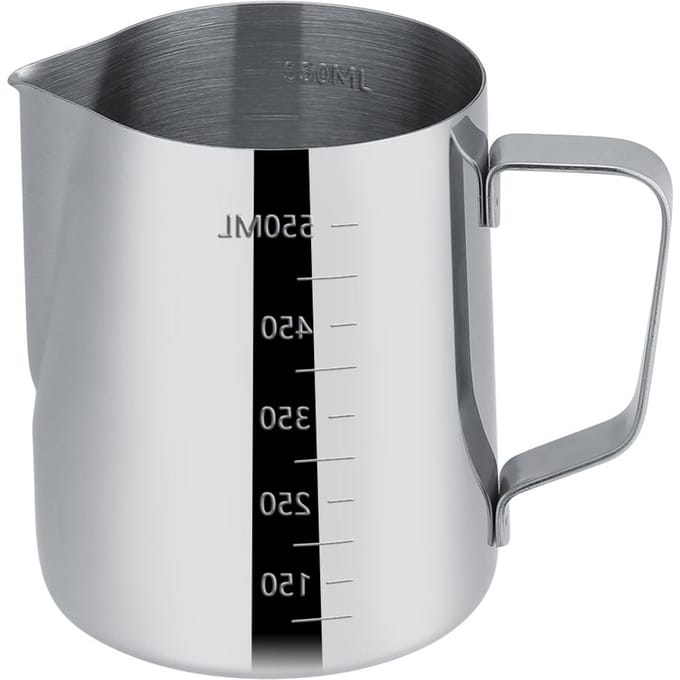 Pichet à mousse de lait en acier inoxydable de 600 ml, tasse à expresso avec doseur gray