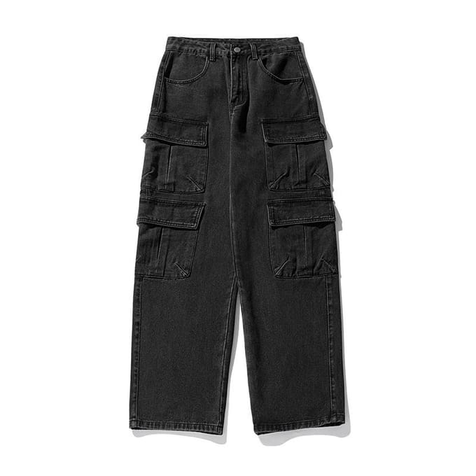 Zak Jeans Mannen Herfst Vintage Wijde Jeansbroek L zwart