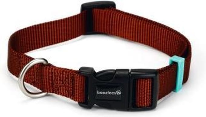Nylon halsband Uni lichtbruin 20-30x10