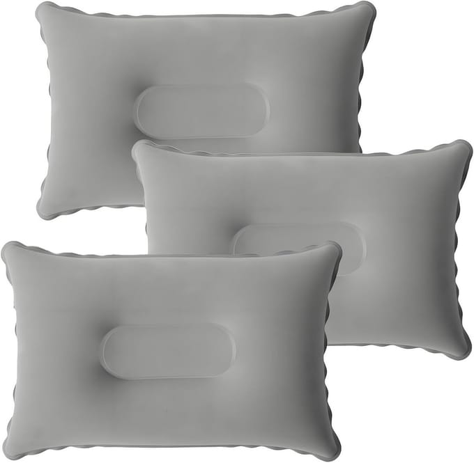 Set van 3 Opblaasbare Strand- en Campingkussens Grijs