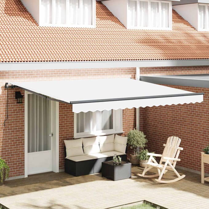 vidaXL - Uitschuifbare - luifel - Wit - 400 - × - 300 - cm - Polyester - en - Aluminium