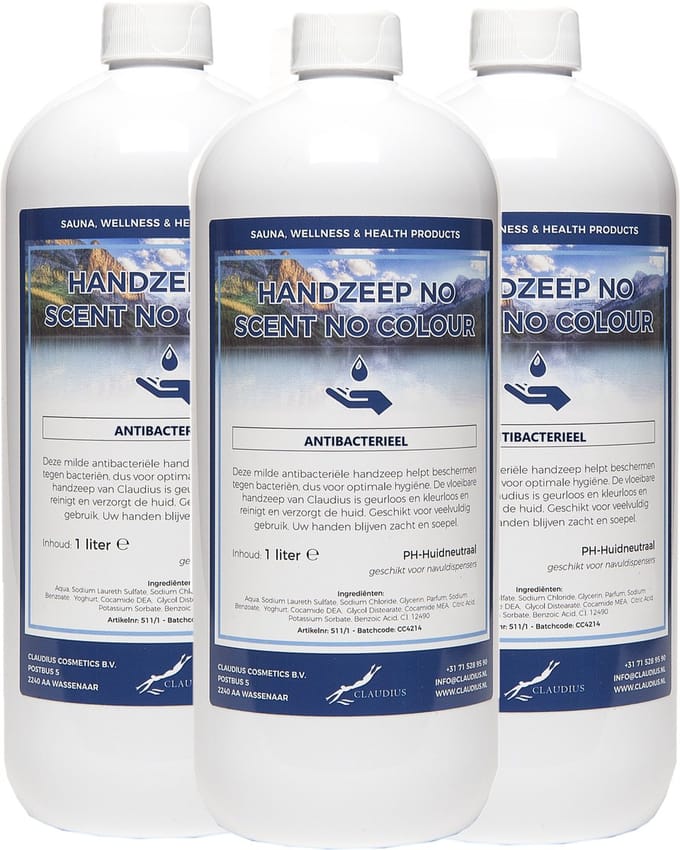 Handzeep No Scent, No Colour 1 liter - set van 3 stuks