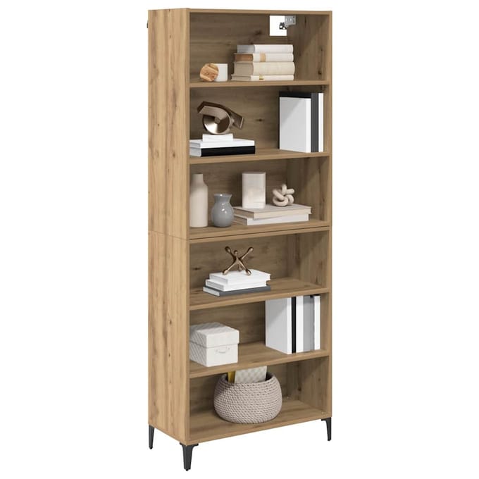 vidaXL - Highboard - Artisan - Eiken - 69,5 - x - 34 - x - 180 - cm - Bewerkt - hout