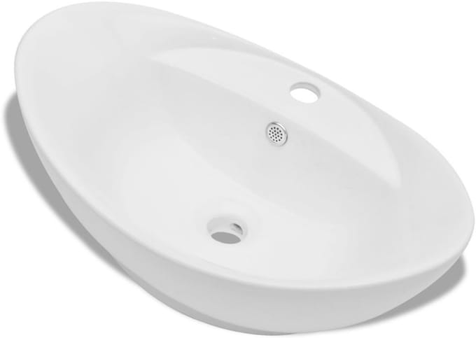 Keramische Wastafel - Badkamer Sinks - Badkamer Inrichting - Met Overloop - 59 x 40 cm - Wit