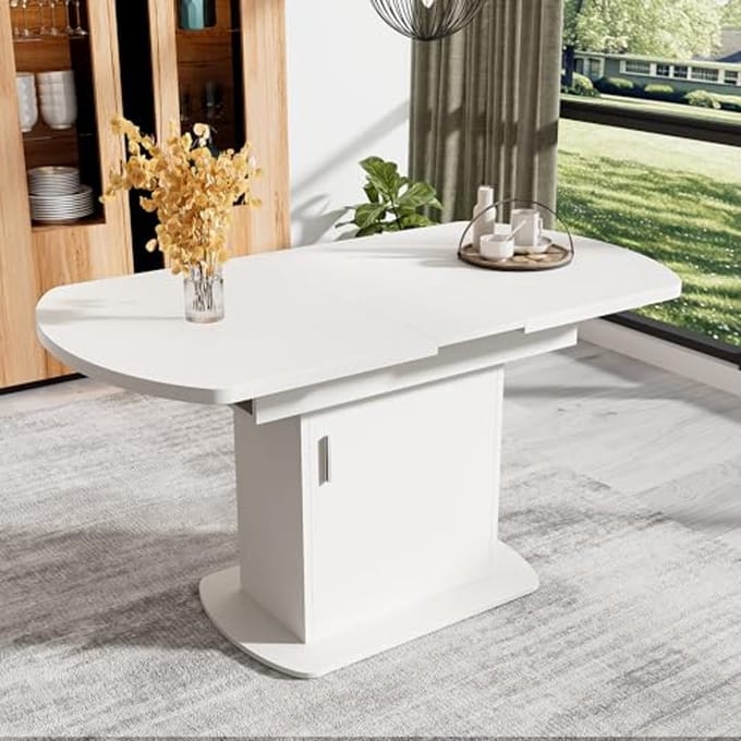 Uittrekbare Ovale Eettafel Met Opbergruimte - Modern Ruimtebesparend Design