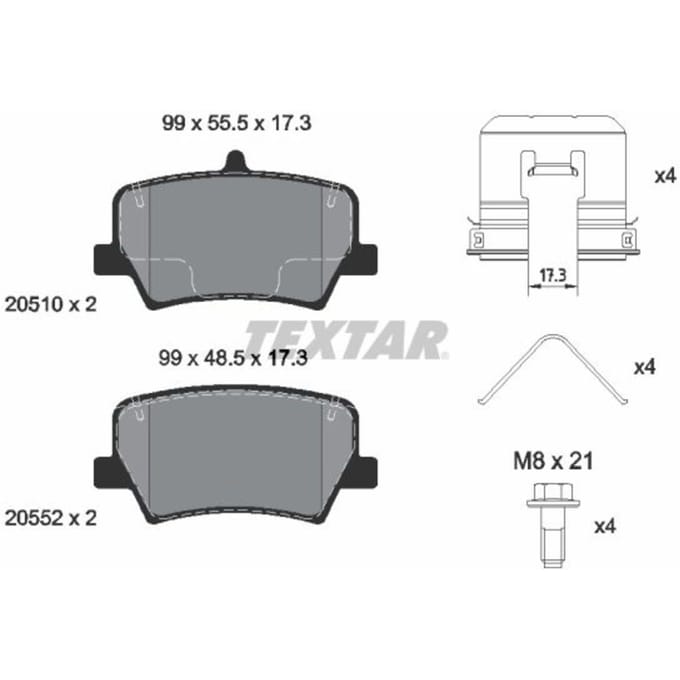 Remblokset TEXTAR 2051001, achter