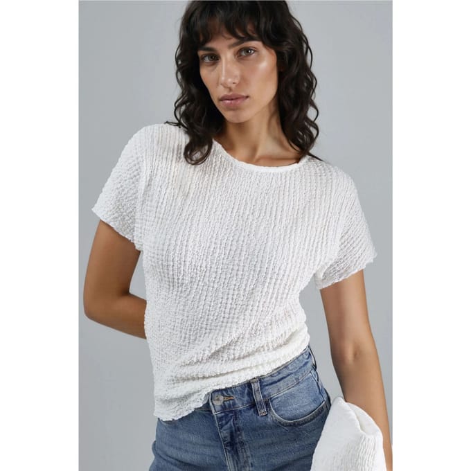 Gestructureerde Ronde Hals Blouse