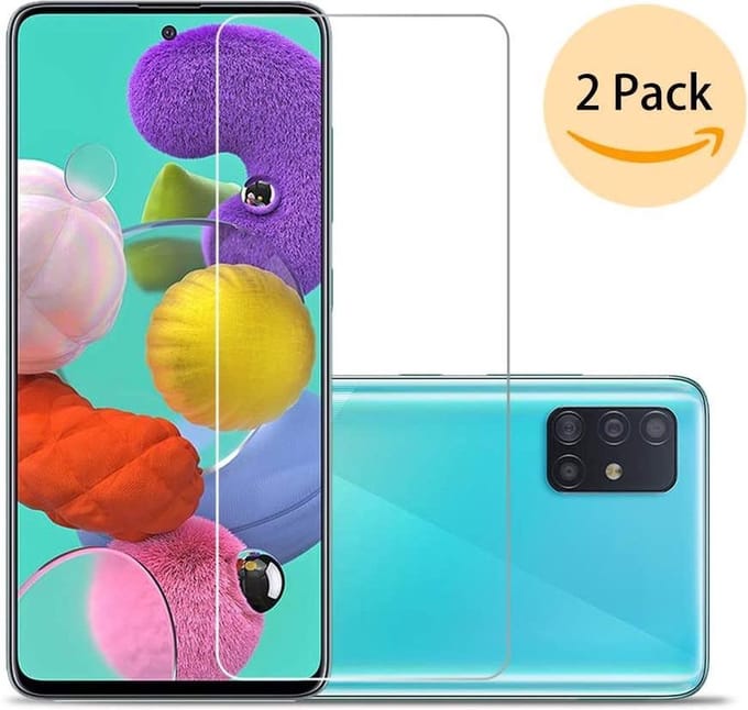 2x Screenprotector Tempered Glass Glazen Gehard Screen Protector 2.5D 9H (0.3mm) - Glasplaatje Geschikt voor: Samsung Galaxy A71 - Tempered Glas