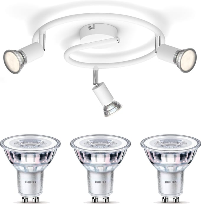 Philips Limbali Opbouwspot (Wit) - Warmwit Licht - Plafondspot met 3 Lichtpunten - GU10 - Niet Dimbaar