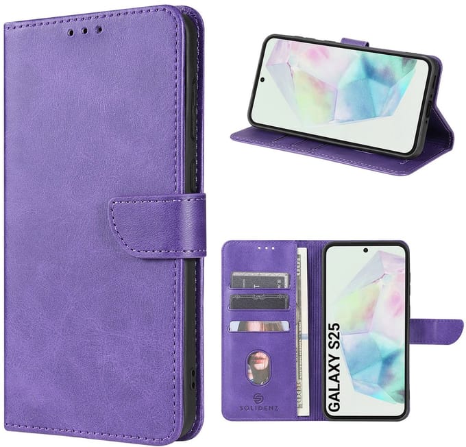 Solidenz hoesje - Geschikt voor Samsung Galaxy S25 - Bookcase - Paars
