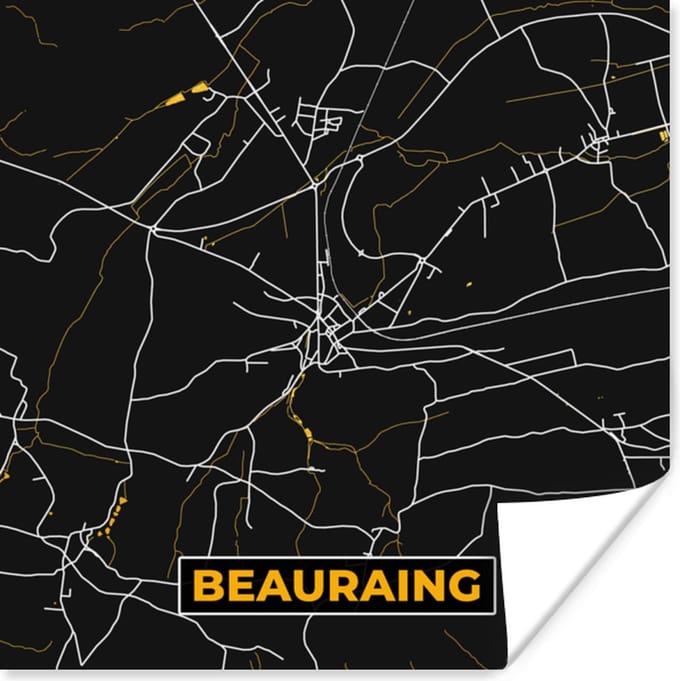 Poster Goud - Stadskaart - Beauraing - Kaart - Plattegrond - 75x75 cm