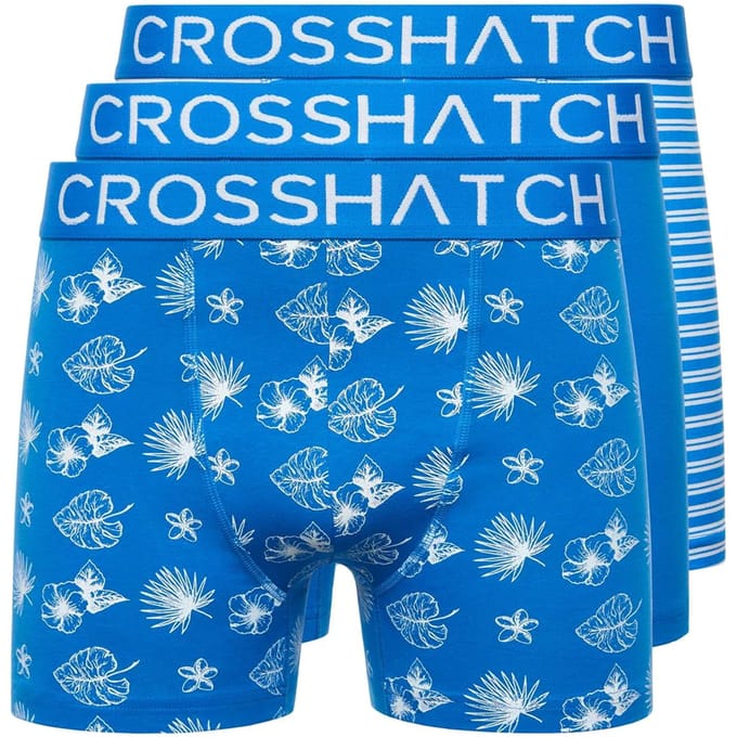 Crosshatch Heren Hovland Boxershorts (Set van 3) (Directoire Blauw)