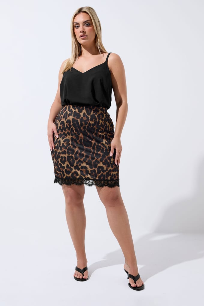 Limited Collection Zwarte Minirok Met Luipaardprint Size 44