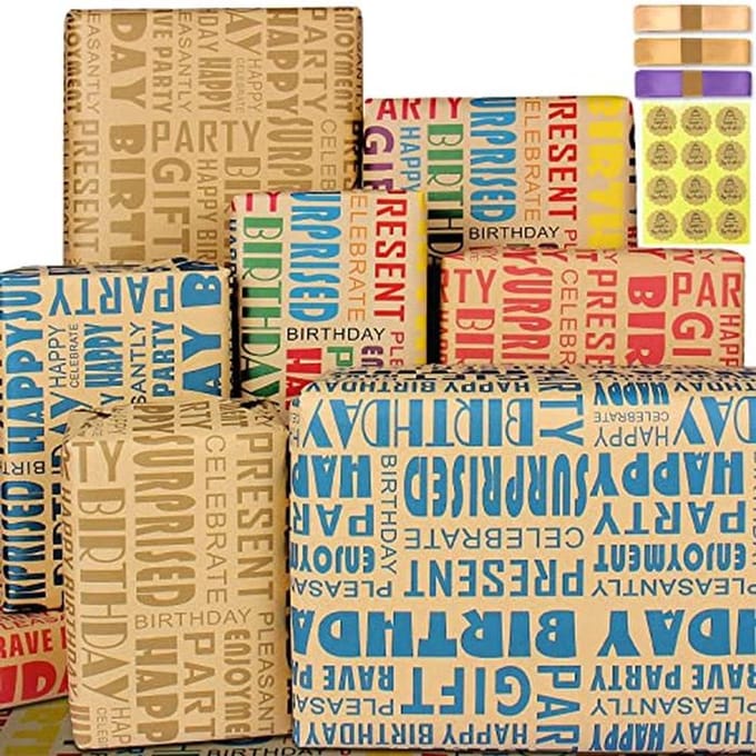 Ecologisch Kraft Cadeaupapier Set - 5 Vellen Bruin voor Verjaardag en Geschenken
