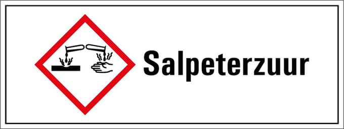 Salpeterzuur GHS tekststicker 200 x 75 mm