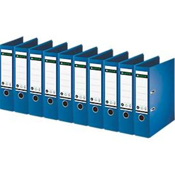 LEITZ® ordner 1007/1008, A4, rugbreedte 80 mm, 10 stuks, blauw