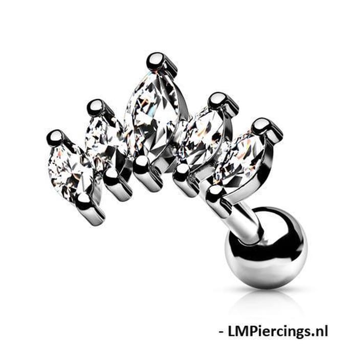 Piercing Graduated prong-set - 1.2x6 - zilver - LMPiercings