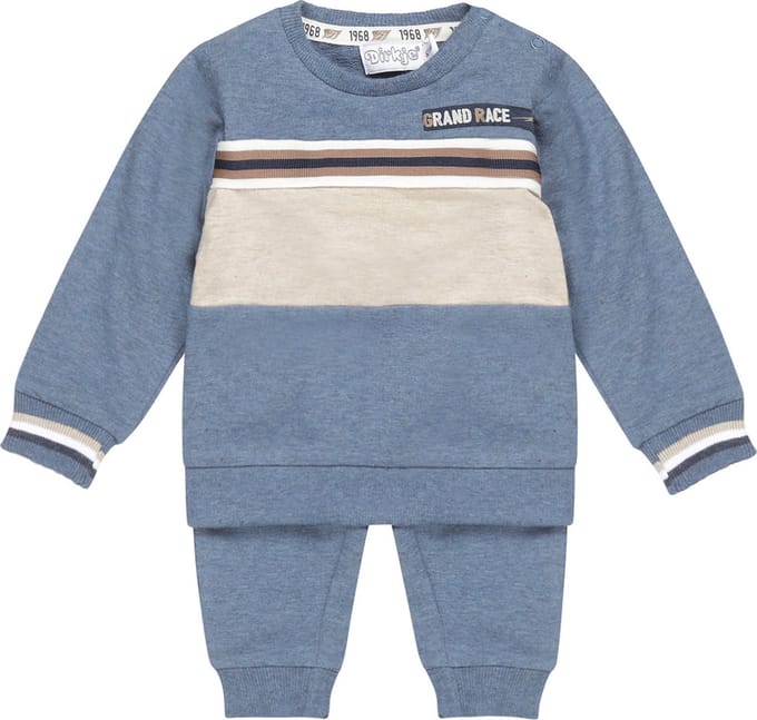 Dirkje-Boys 2 pce babysuit-Blue melee - Maat 80