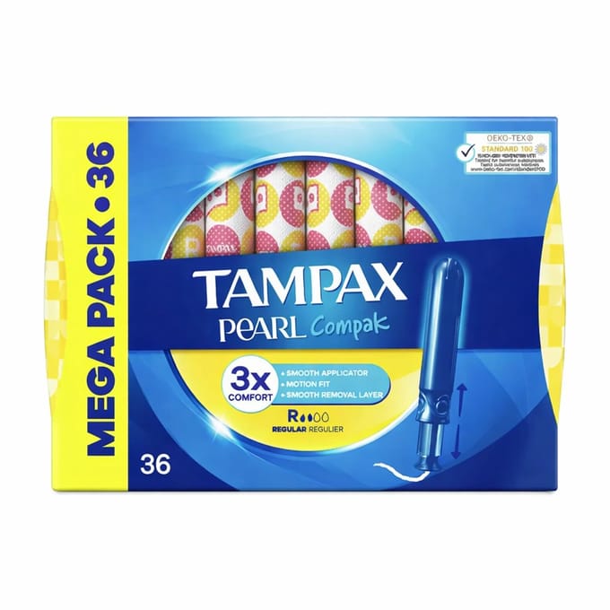 Tampax Pearl Compak Regular Tampons – 36 Stuks – Met Applicator – Comfort & Bescherming