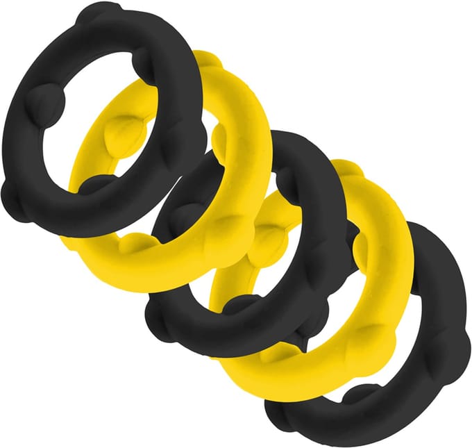 Oxballs - Gearheads - Spinner Cockringen Set - 5 stuks - Geel/Zwart