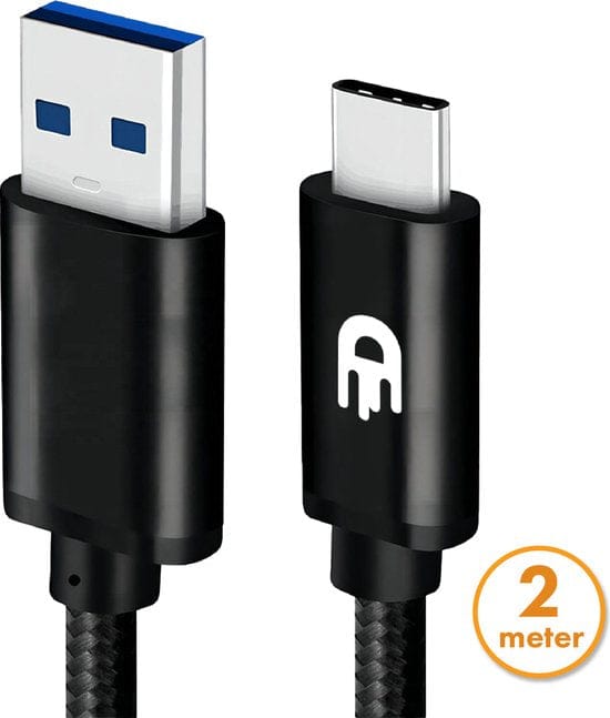 Drivv. USB naar USB C Kabel - Snellader - USB C Data en Oplaadkabel - 2 meter - Geschikt voor Samsung, iPhone 15 & Meer - Zwart