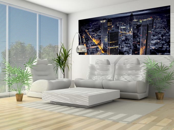 City Frankfurt Skyline Night Lights Photo Wallcovering