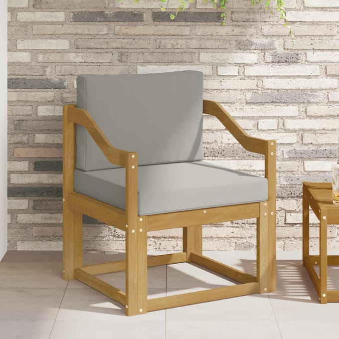 vidaXL - Buitensofa - Polyester - Wit - en - lichtgrijs