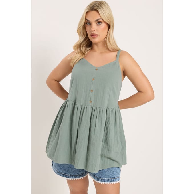 Yours Saliegroene Mousseline Mouwloos Topje Size 46