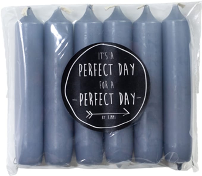 Rustik Lys cadeau dinerkaarsen in de kleur Steelblue 12 cm set van 6 stuks