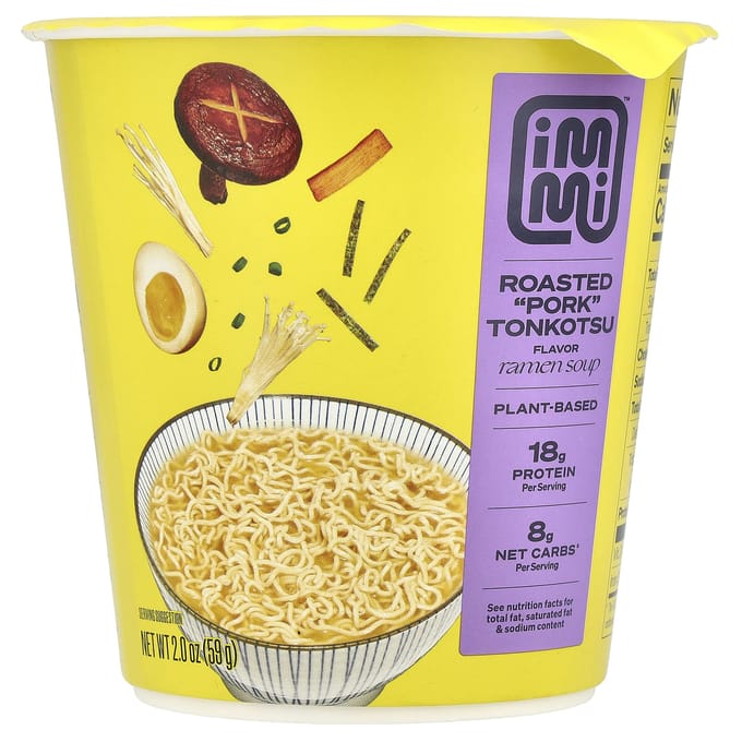 Immi, Cup Ramen Soep, Geroosterd Varkensvlees Tonkotsu, 2 oz (59 g) pink