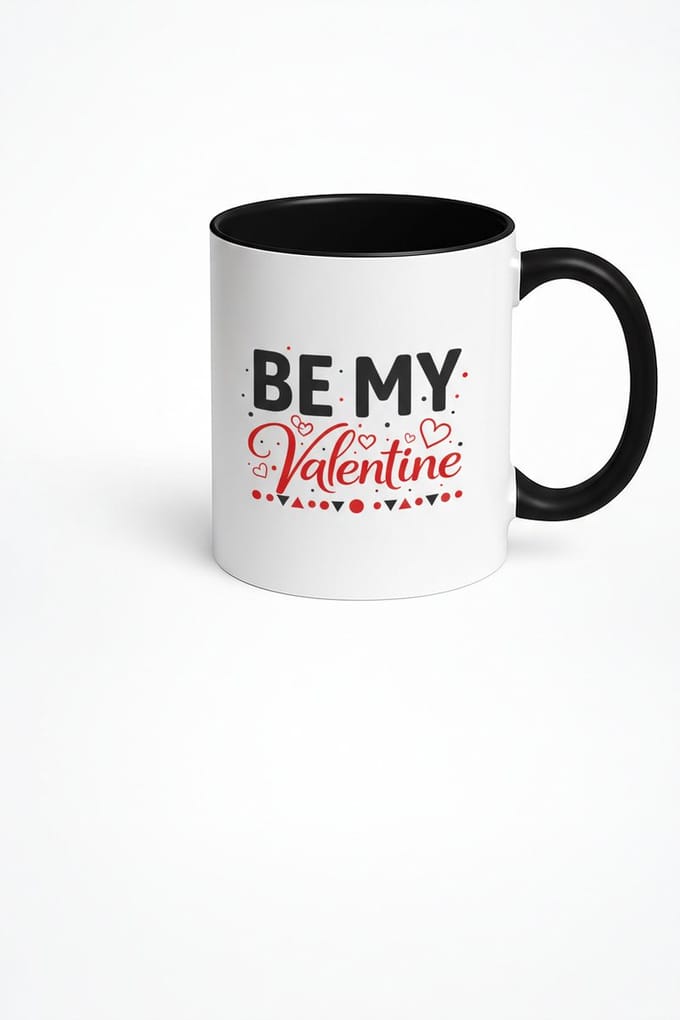 Valentijn Mok "BE MY Valentine" - Romantisch Cadeau Liefdesbeker Wit/Zwart