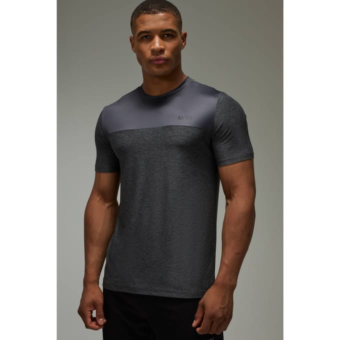 Heren Actief Performance Regular Fit Gemêleerd T-shirt | Black | Size Medium