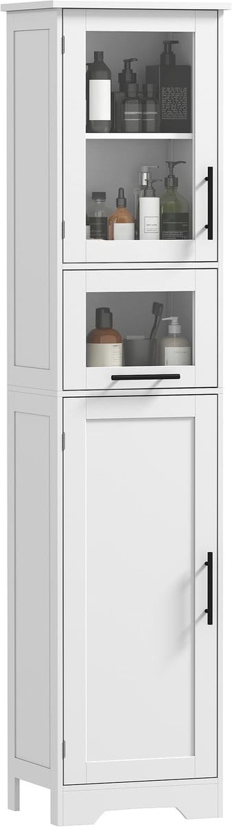 HOMCOM Badkamerkast (vloermodel) - MDF - 40x31x170cm - Wit