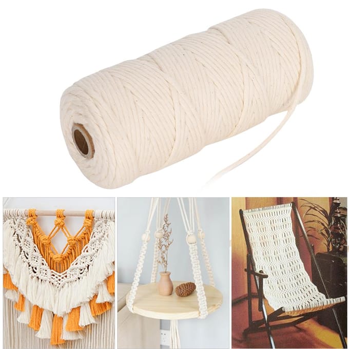 100m Katoenen Touw 3mm Enkelvoudig Katoen Macramé Garen Koord voor DIY Knutselen wit