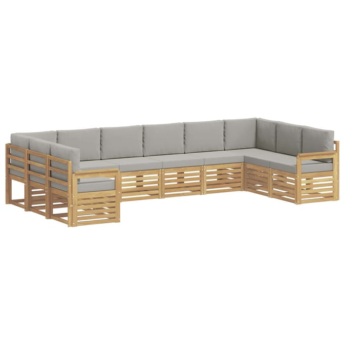 vidaXL - Buiten - bank - set - 7 - st - Wit - en - lichtgrijs - Polyester