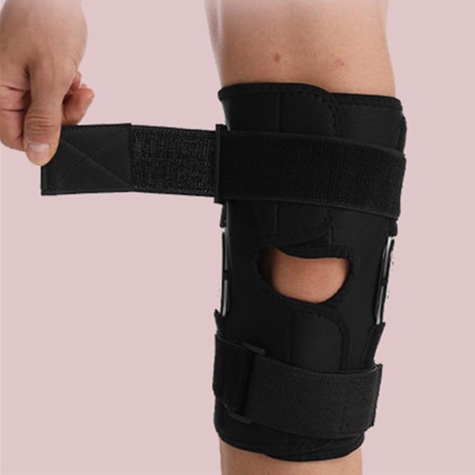 39-44cm Kniebrace Scharnierende compressiemouw Gewricht Open Patella Stabilisator Wikkel black