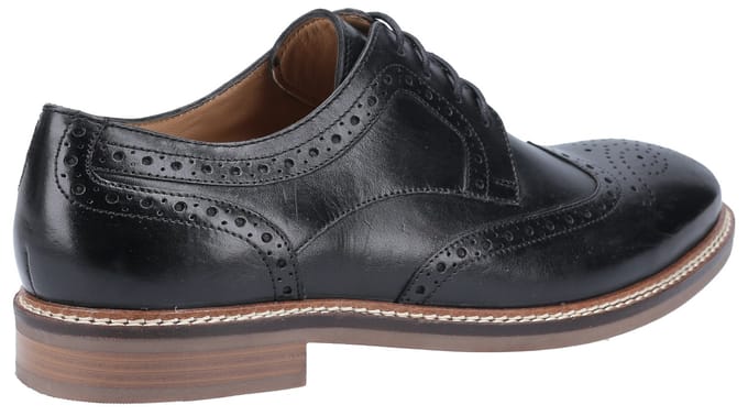 Hush Puppies Bryson Leren Heren Zwarte Brogues Schoenen
