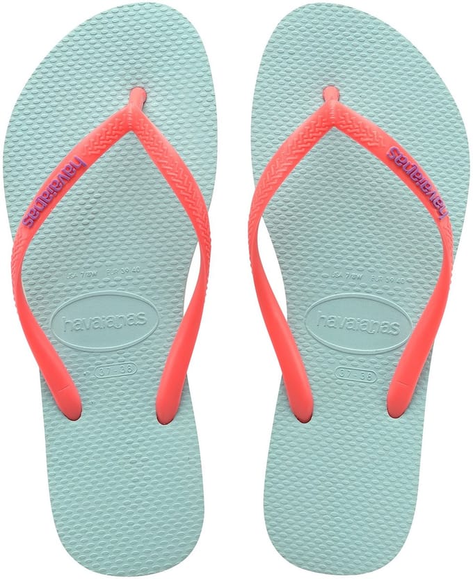 HAVAIANAS KIDS SLIM LOGO POP UP Ice blue / coral new