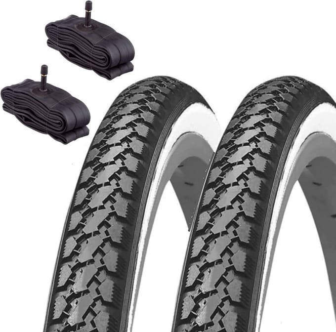 Set van 2 witte fietsbanden 700x35C voor stadsfiets en trekking