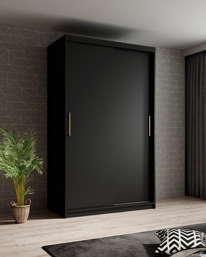 Meubella - Kledingkast Mandalin - Zwart - 120 cm