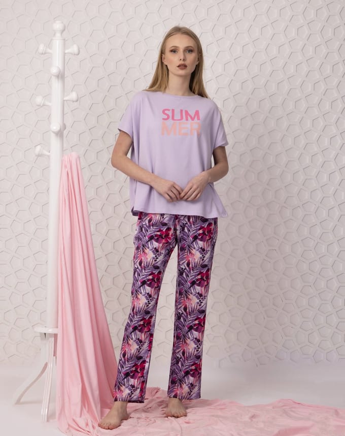 VANILLA - Summer dames pyjama - Pyjamasets - Egyptisch katoen - PJ8936 - Paars - L